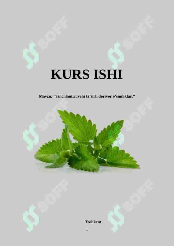 Tinchlantiruvchi ta’sirli dorivor o’simliklar
