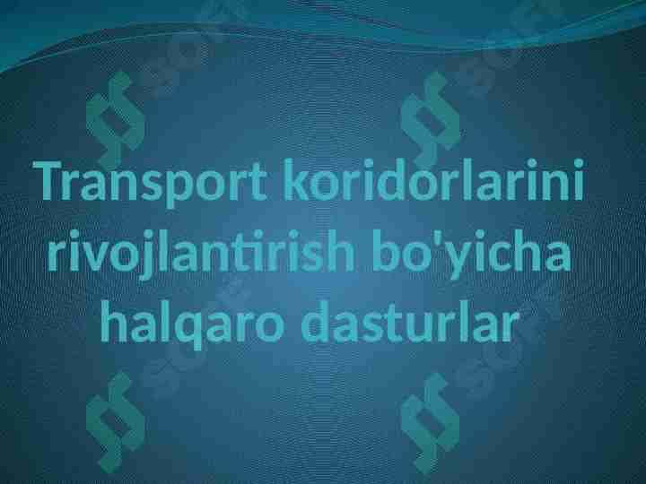 Transport koridorlarini rivojlantirish bo'yicha halqaro dasturlar