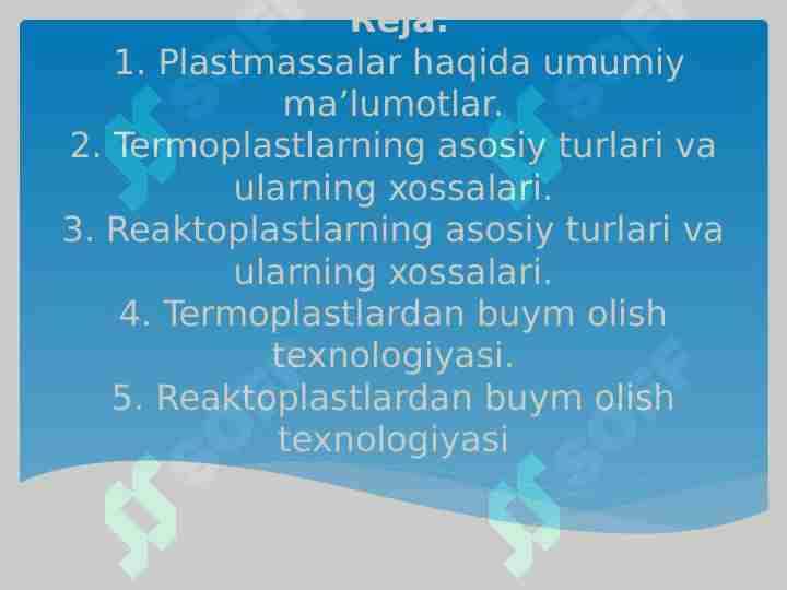Transport vositalarida ishlatiladigan plastmassalar