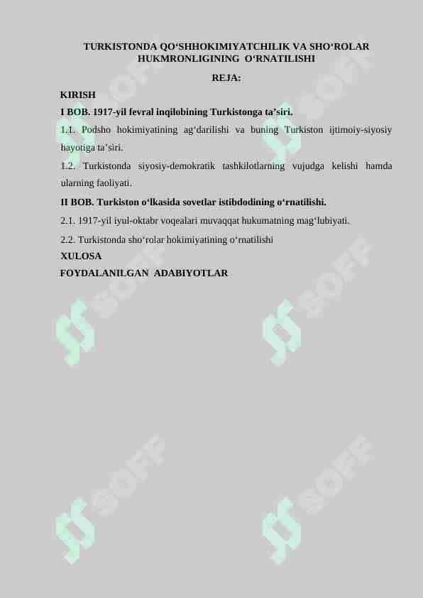 Turkistonda qo‘shhokimiyatchilik va sho‘rolar hukmronligining o‘rnatilishi