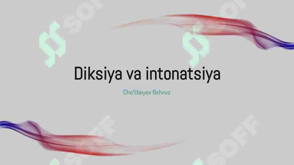 Diksiya. Intonatsiya