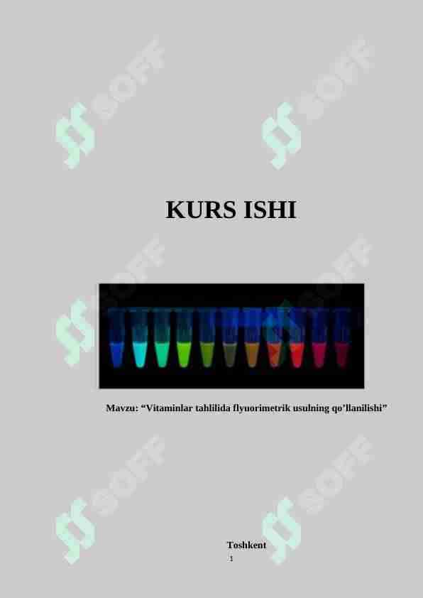 Vitaminlar tahlilida flyuorimetrik usulning qo’llanilishi