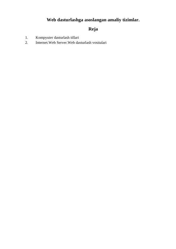 Web dasturlashga asoslangan amaliy tizimlar