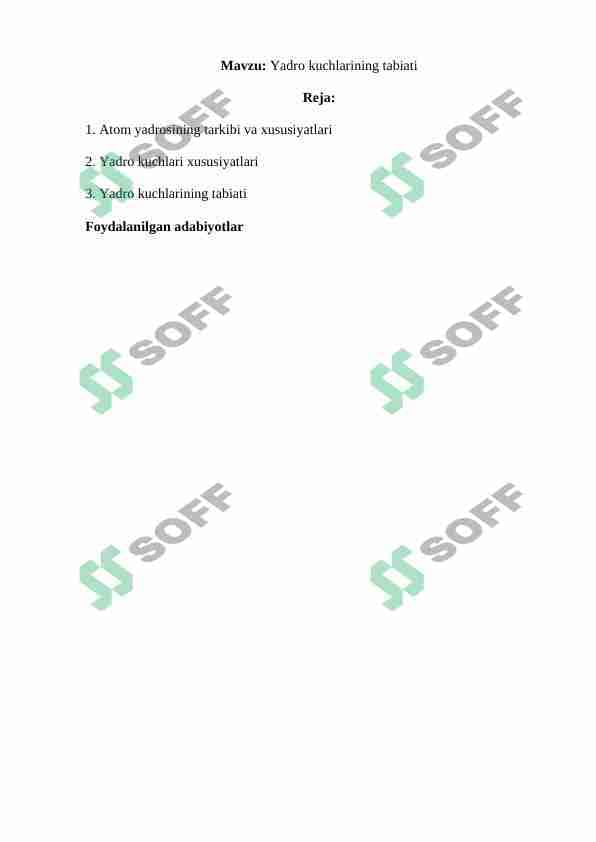 Yadro kuchlarining tabiati