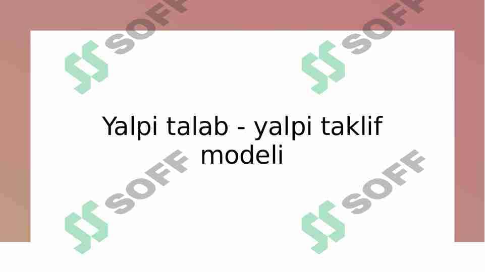 Yalpi talab yalpi taklif modeli