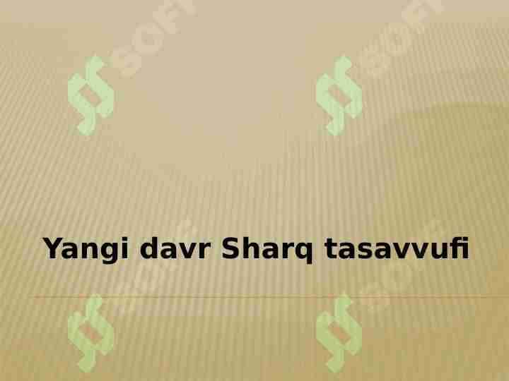 Yangi davr Sharq tasavvufi