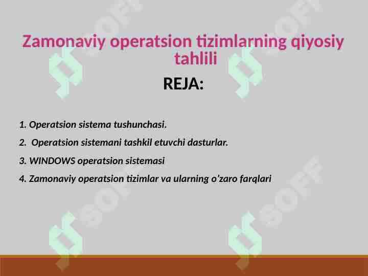Zamonaviy operatsion tizimlarning qiyosiy tahlili