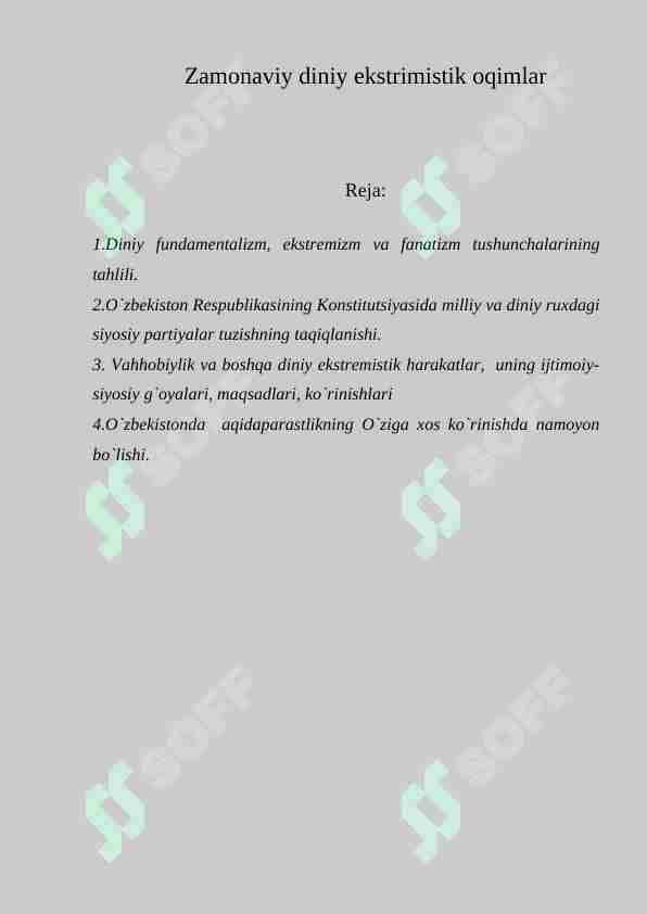 Zamonaviy diniy ekstrimistik oqimlar