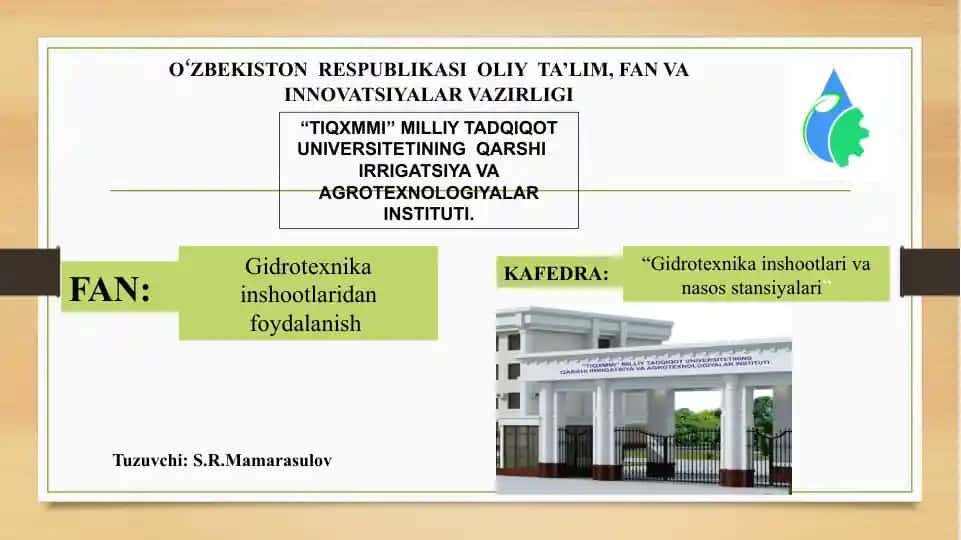 Gidrotexnikainshootlarivanasosstansiyalari