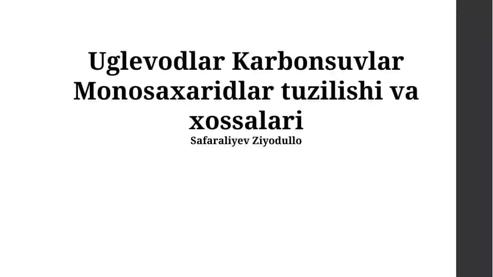 Monosaxaridlarning kimyoviy xossalari
