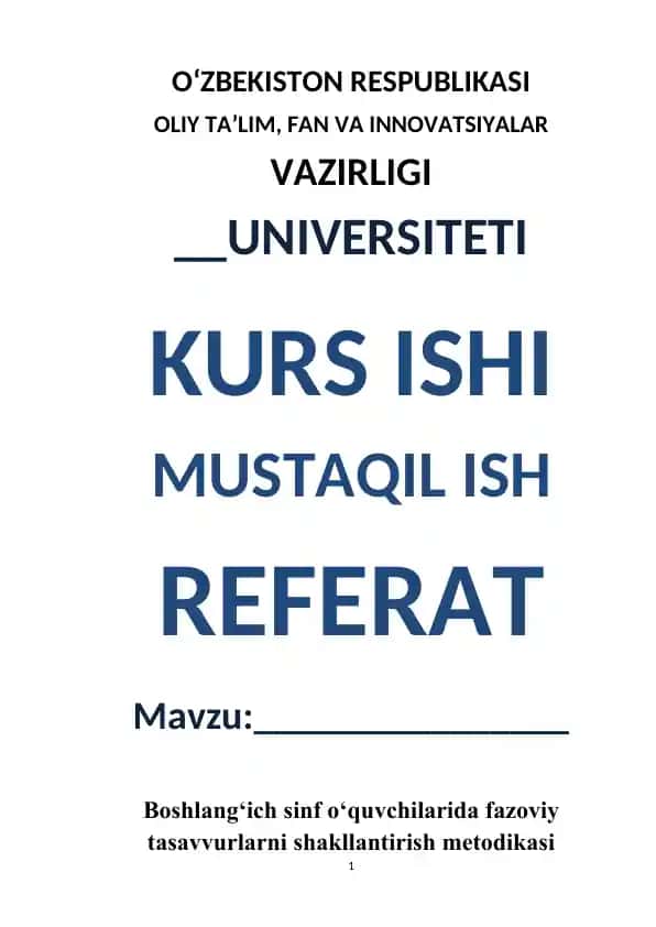 Fazoviy tasavvurlarni shakllantirish metodikasi