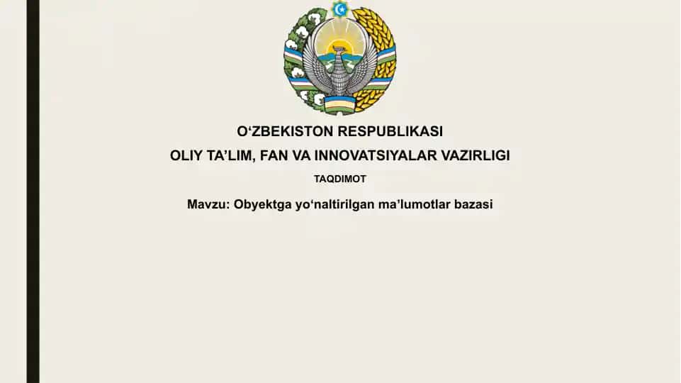 Ob'ektga yo'naltirilgan ma'lumotlar bazasi