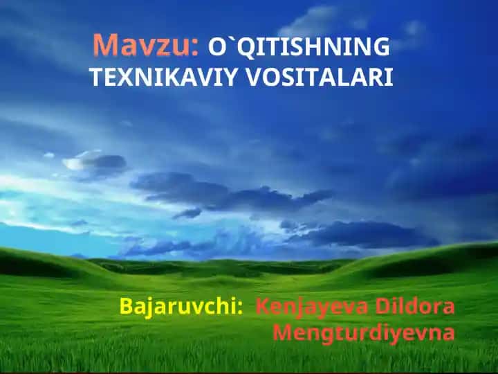 "O`qitishning Texnikaviy Vositalari"