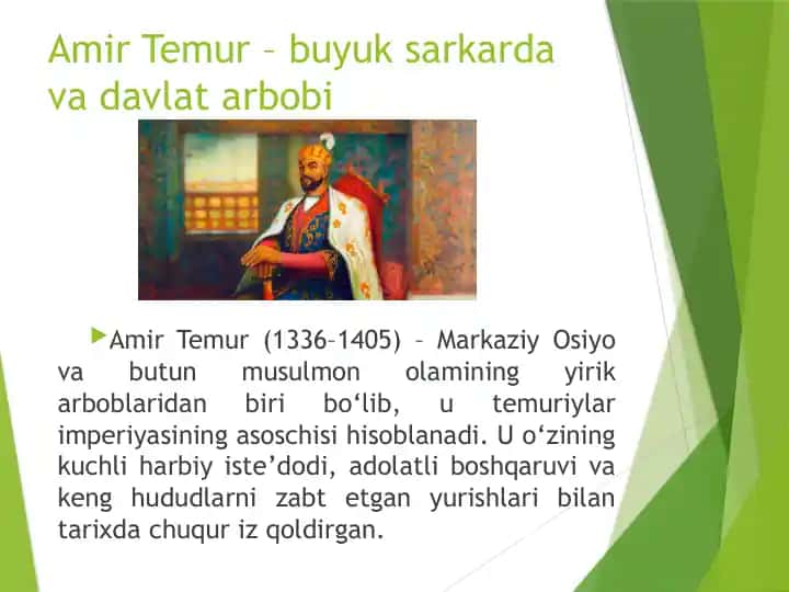 Amir Temur to'liq mavzu prezentatsiya