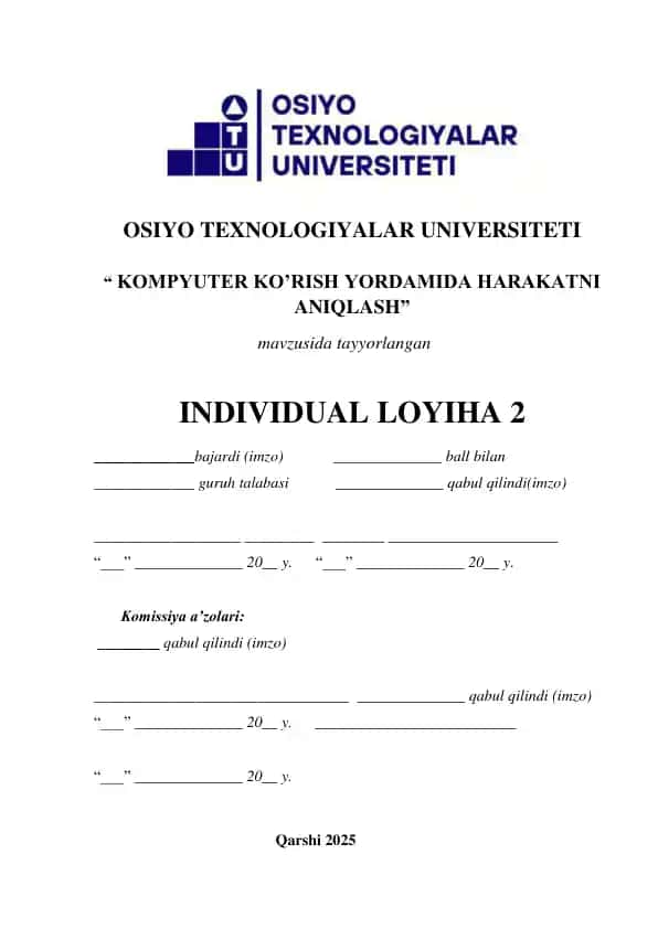 Kompyuter ko'rish yordamida harakatni aniqlash