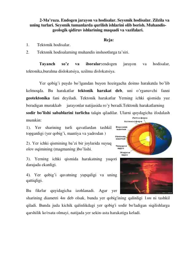 Seysmik Hodisalar va Tektonika