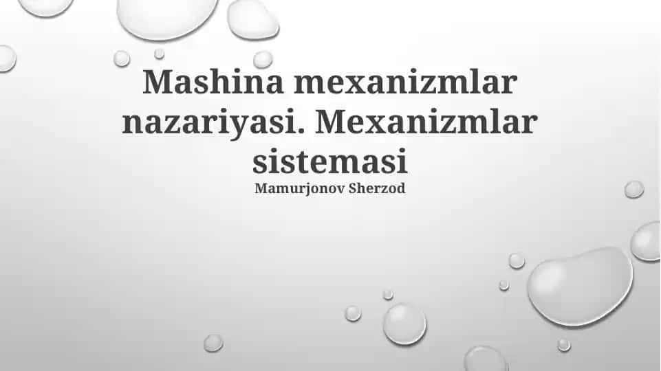 Mashina mexanizmlar nazariyasi