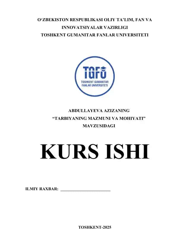 TARBIYANING MAZMUNI VA MOHIYATI