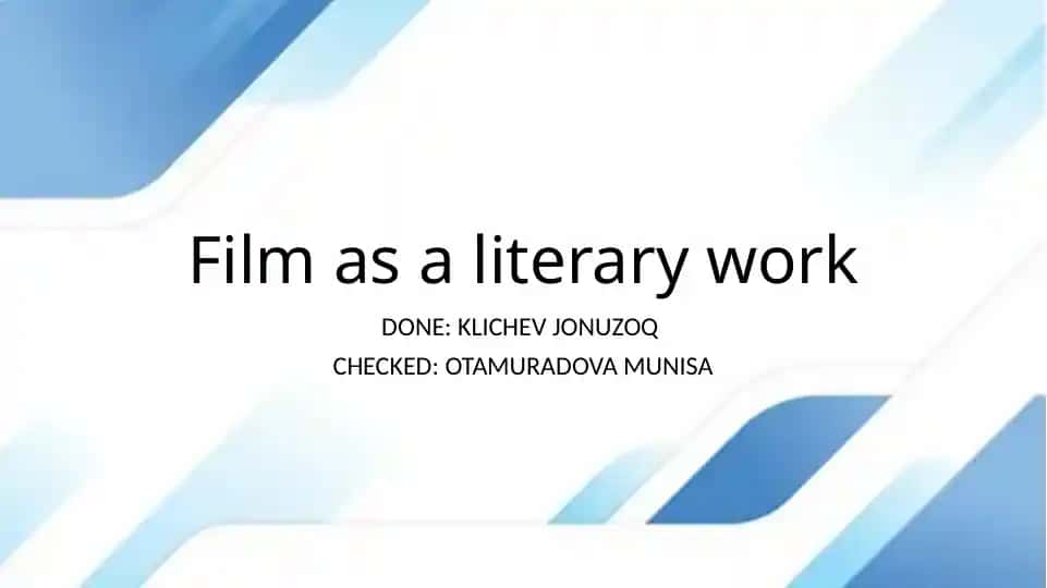 Film as a literary work