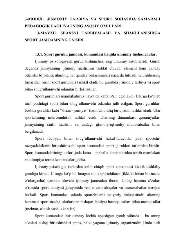 Jismoniy Tarbiya va Sport sohasida samarali pedagogik faoliyatning asosiy omillari