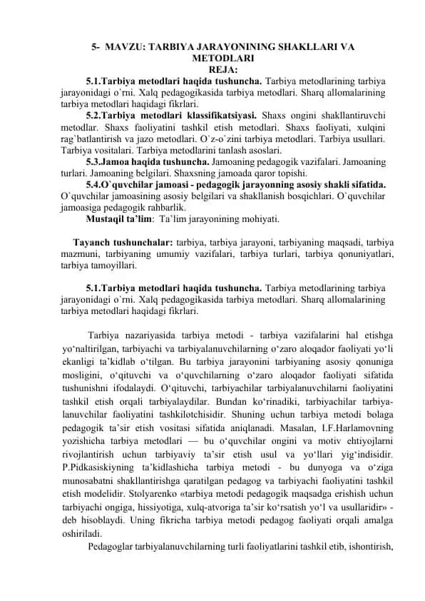 Tarbiya Metodlari