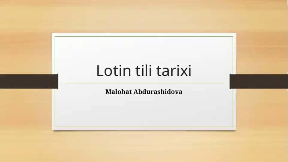 Lotin Tilining Tarixi