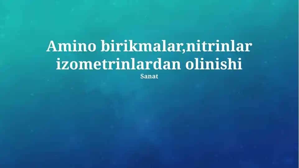 Aminokislotalar: Umumiy Ma'lumotlar
