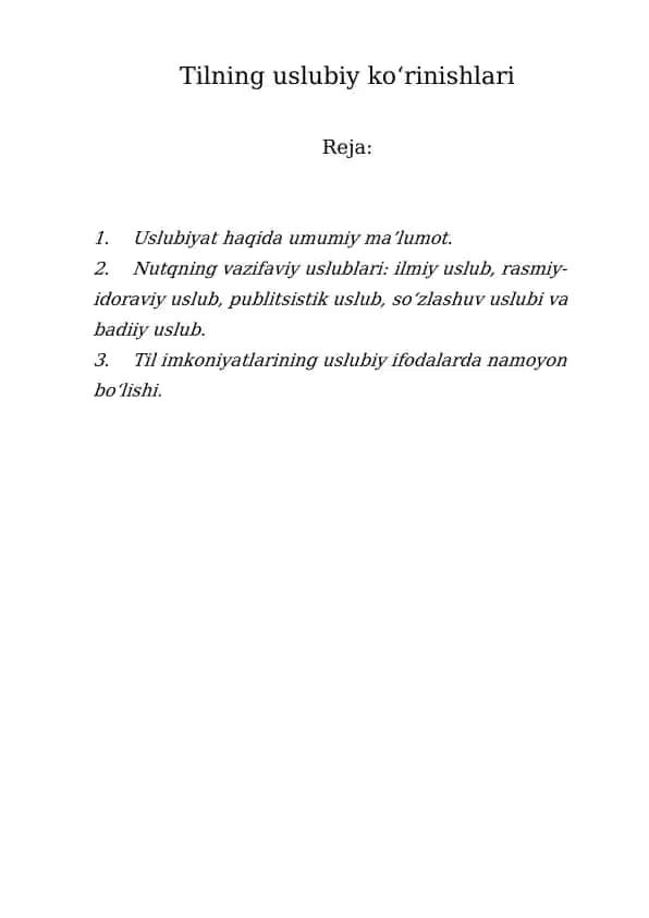 Tilning uslubiy ko‘rinishlari