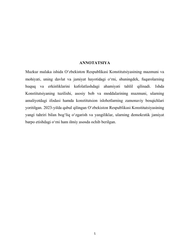 O'zbekiston Respublikasi Konstitutsiyasi