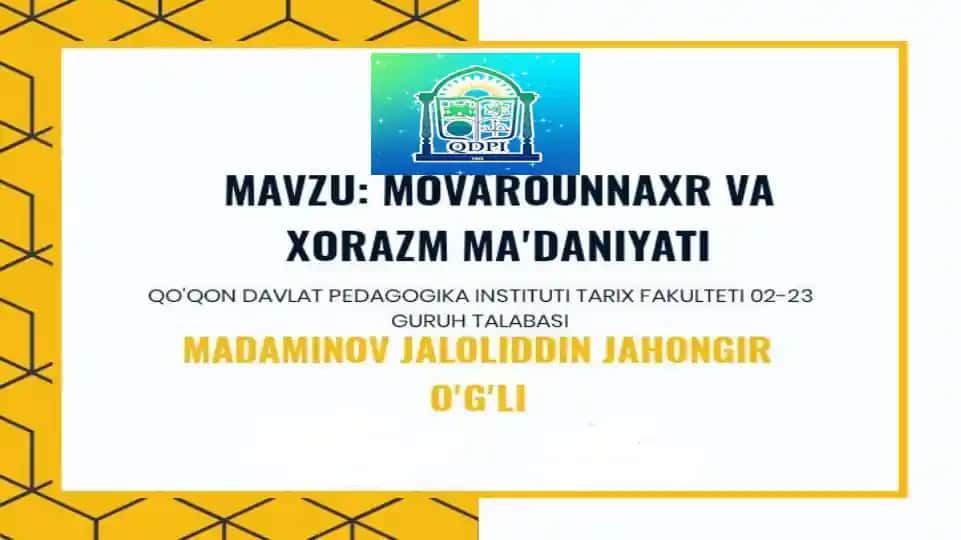Movarounnaxr va Xorazm madaniy yuksalishda
