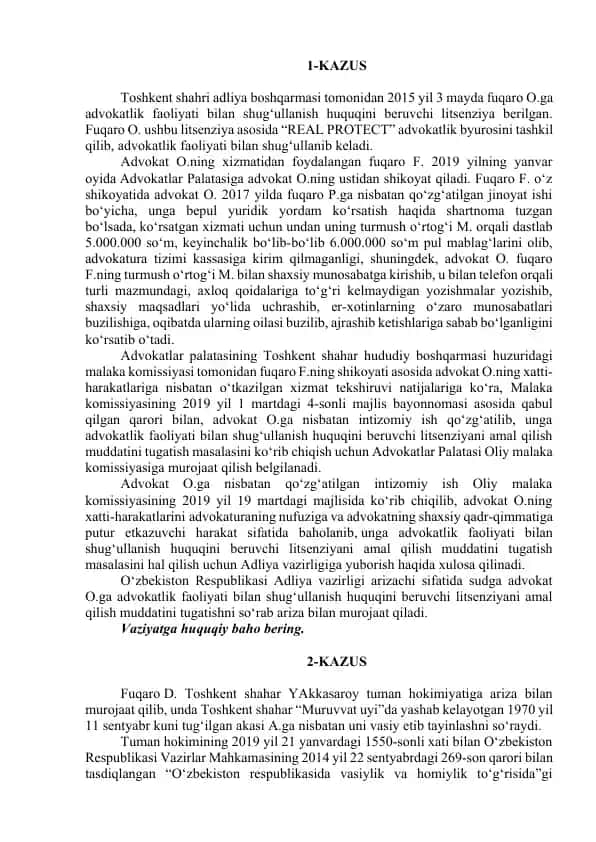 Advokatlik faoliyati