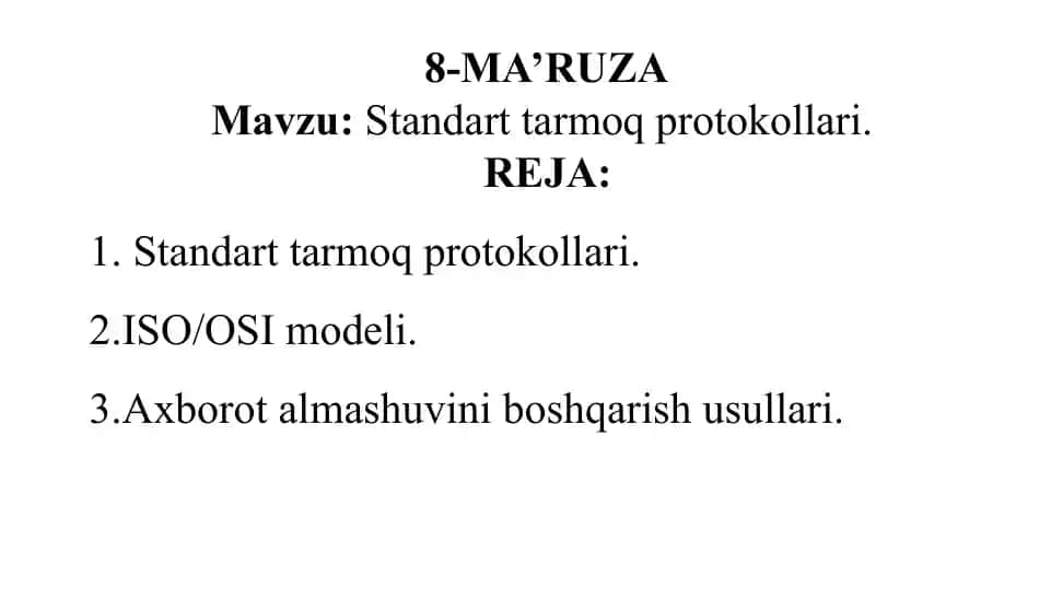 Standart tarmoq protokollari