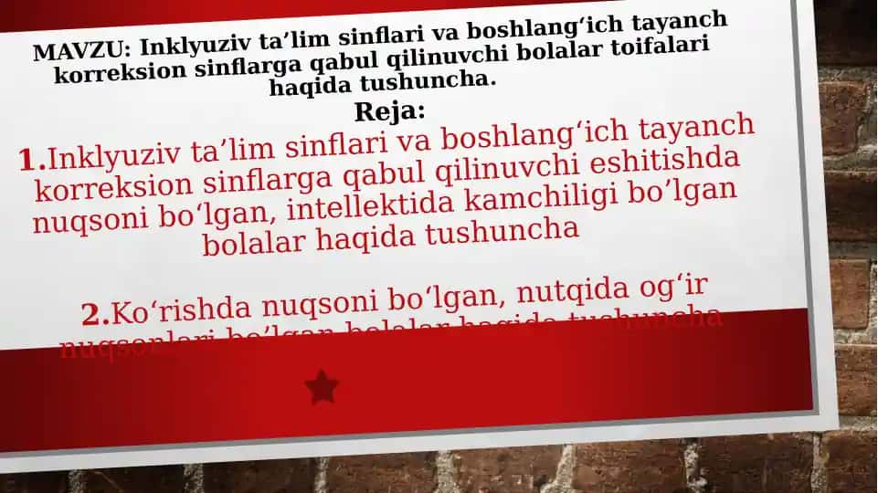 Inklyuziv ta’lim sinflari va boshlang‘ich tayanch korreksion sinflarga qabul qilinuvchi bolalar