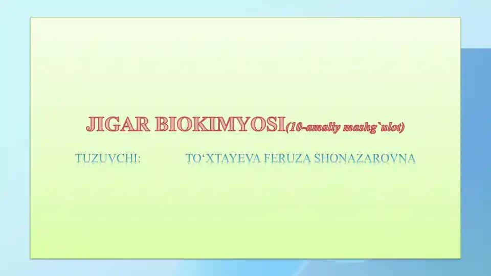 JIGAR BIOKIMYOSI