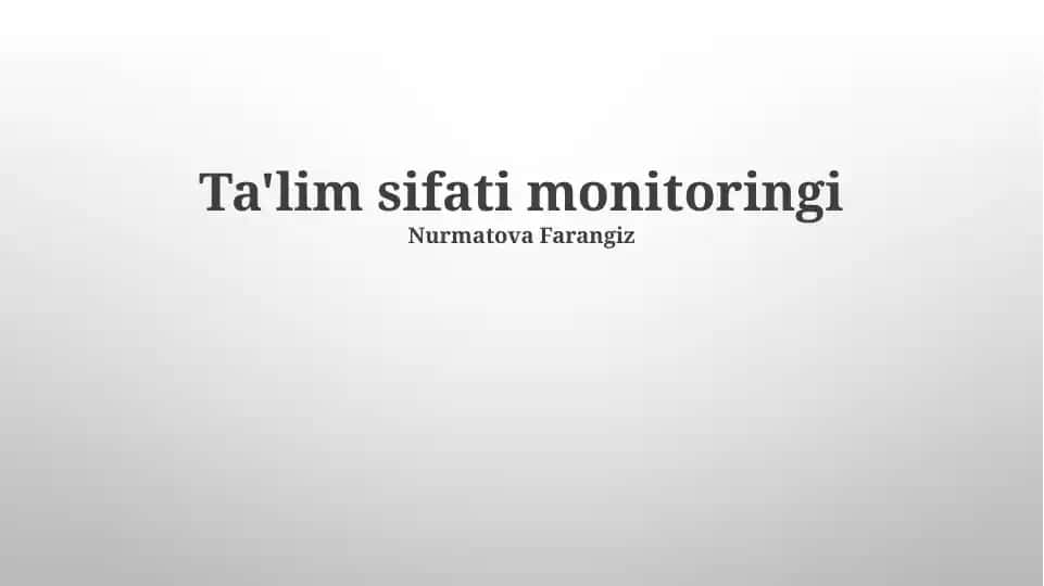 Ta'lim sifati monitoringi