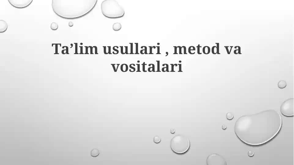 O'qitish usullari