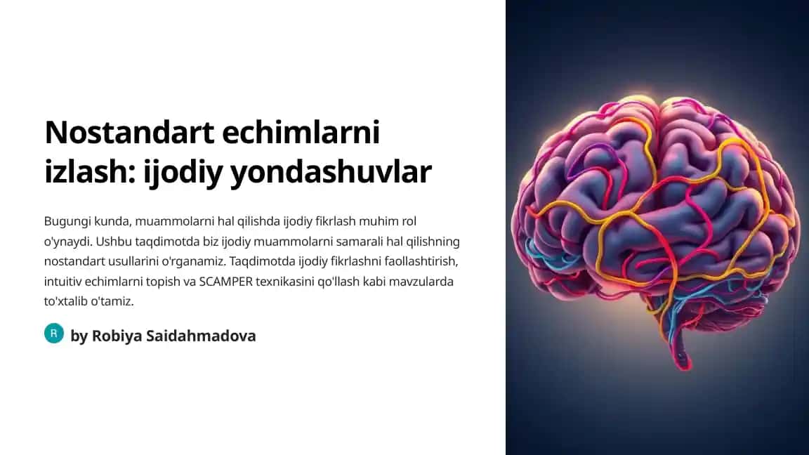 Nostandart echimlarni izlash: ijodiy yondashuvlar