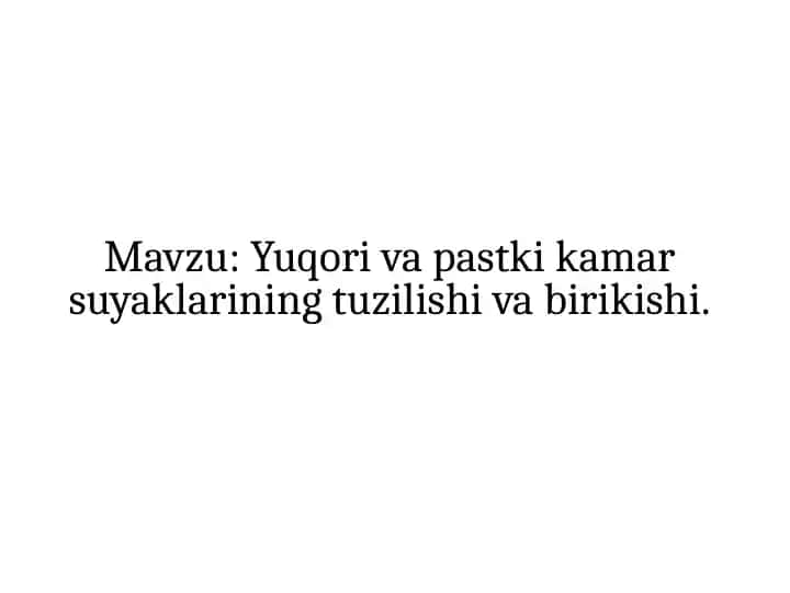 Yuqori va pastki kamarsuyaklarining tuzilishi