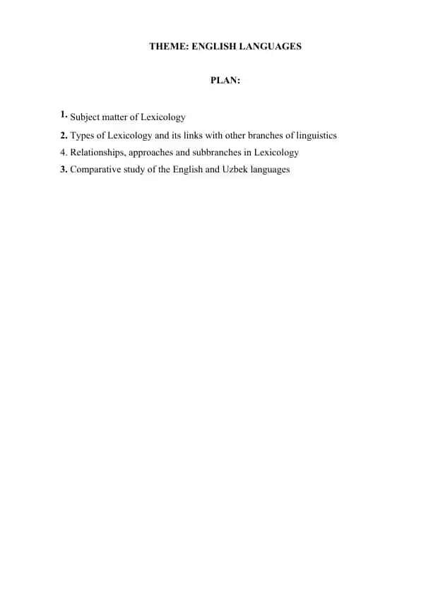 Lexicology