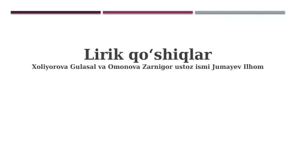 Lirik qo'shiq matnlari