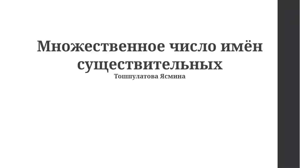Множественное число имён существительных
