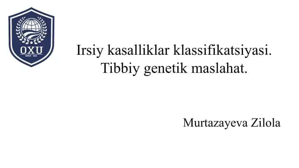 Irsiykasalliklar klassifikatsiyasi