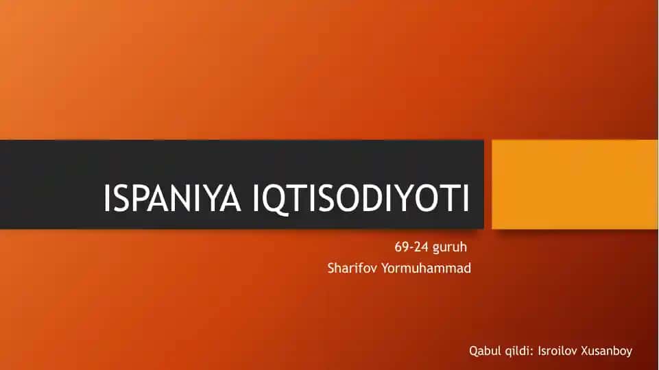 ISPANIYA IQTISODIYOTI