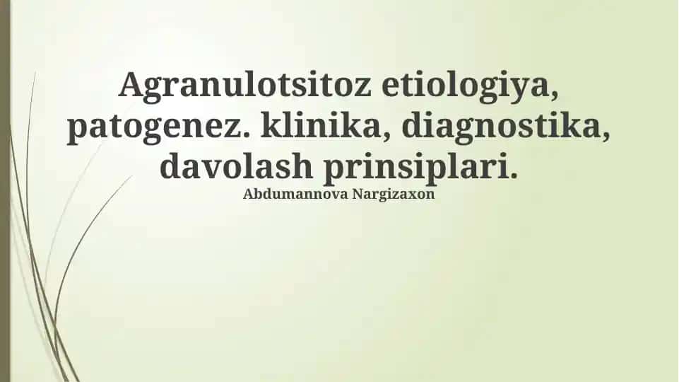 Agranulotsitoz Etiologiyasi