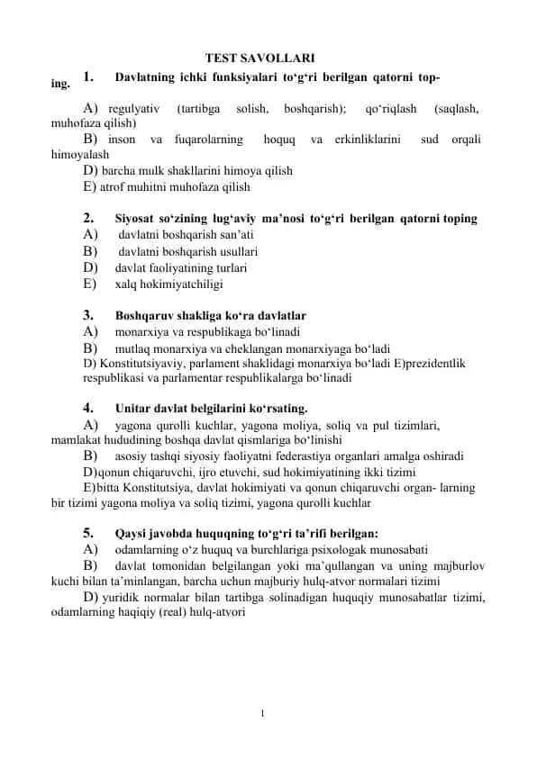 Davlat ichki funksiyalari