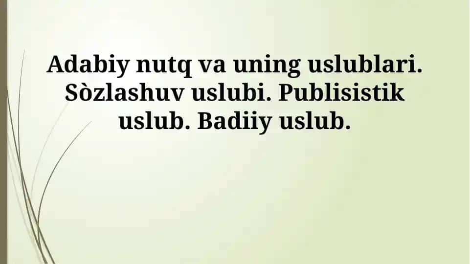 Adabiy nutq va uning uslublari
