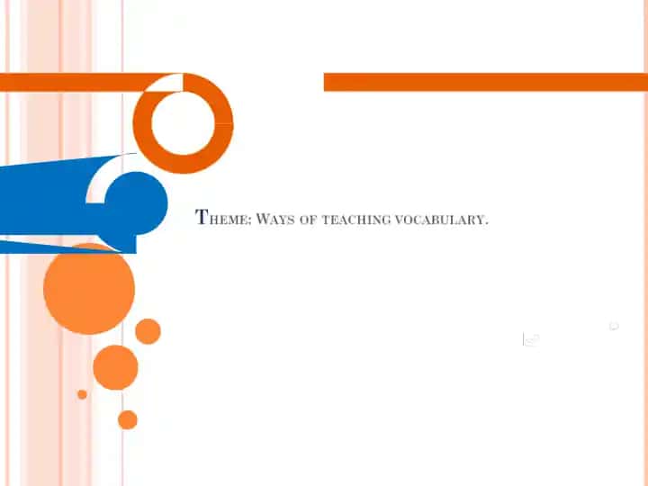 Theme Ways of teaching vocabulary