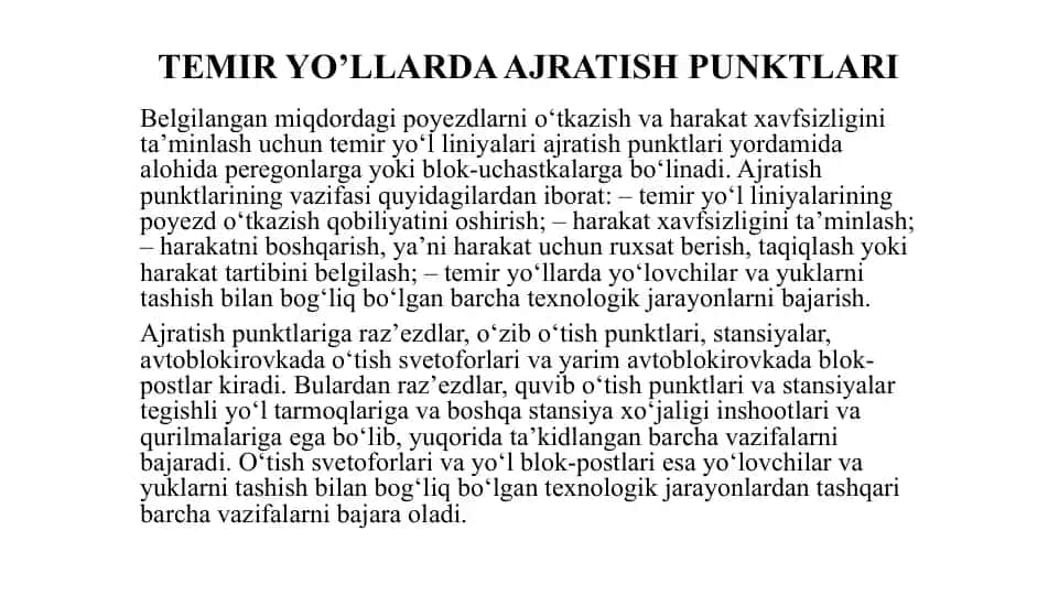 Temir yo'llarda ajratish punktlari