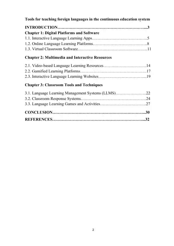 Tools for teaching foreign languages in the continuous education system