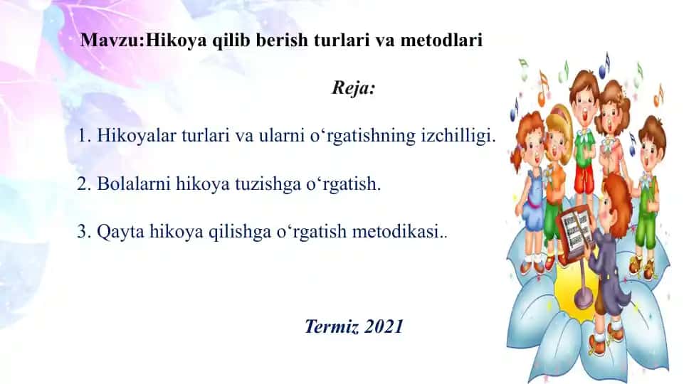 Hikoya qilib berish turlari va metodlari